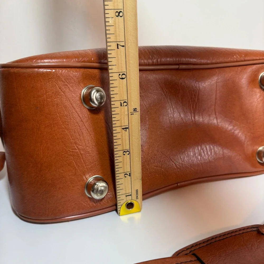 F.W. Woolworth Vintage Flight Bag Brown Faux Leather 70s Retro Carry On Academia
